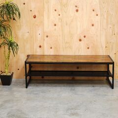 ≪zyt2851ジ≫ unico/ウニコ ローテーブル RONI W1200 幅120cm インダストリアル調/アイアン/ヴィンテージ風/センターテーブル/サイドテーブル/サイドボード/TV台/中古家具/リユースストレージ仙台 080304-57の画像