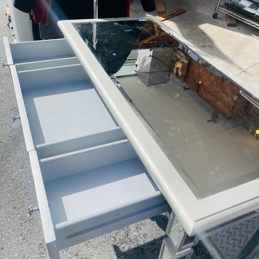 コンソールテーブル　デスク　ミラー　バニティ　ライティング　検　MTFY 鏡面　鏡　化粧台　メイクアップ Mirrored Vanity Desk / Dressing Table with Mirror / Mirror-Finish Console Table ビンテージ　vintage Amazon｜MTFY ミラーコンソールテーブル ミラーメイクアップバニティ