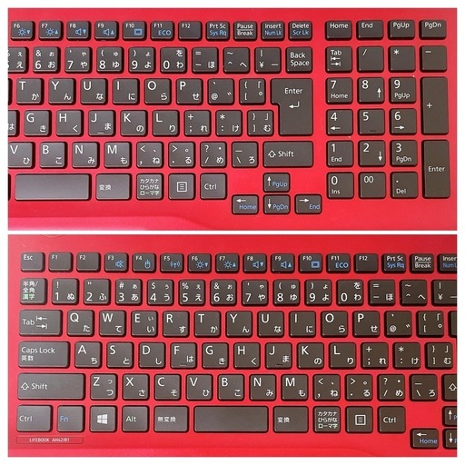 【美品】ノートパソコン 赤 レッド 富士通 Fujitsu LIFEBOOK SSD 128GB メモリ4GB