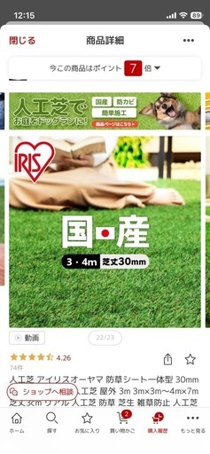 人工芝(3m✖️9m)が3枚
