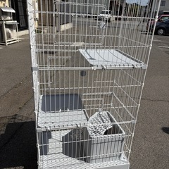 猫ケージ トイレ付き 3段 引き出し付き 収納 トイレ一体型. 付属品付き　0305-08の画像