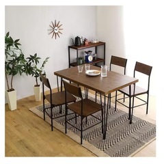 ニトリ ダイニングセット チェア4つ  ヴィンテージテイストのシンプルダイニングセットの画像