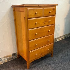 カントリー調　木製チェスト　洋服収納　収納家具　5段チェストの画像