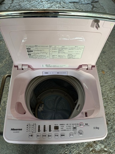 R425)【美品】ハイセンス 5．5Kg全自動洗濯機 keyword ピンク 2018年製 HW-G55E5KP ハイセンス 5．5Kg全自動洗濯機 keyword ピンク HW-G55E5KP