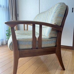 【老舗・光製作所】2人掛けソファ（HIKARI）天然木フレーム 張り替え推奨の画像