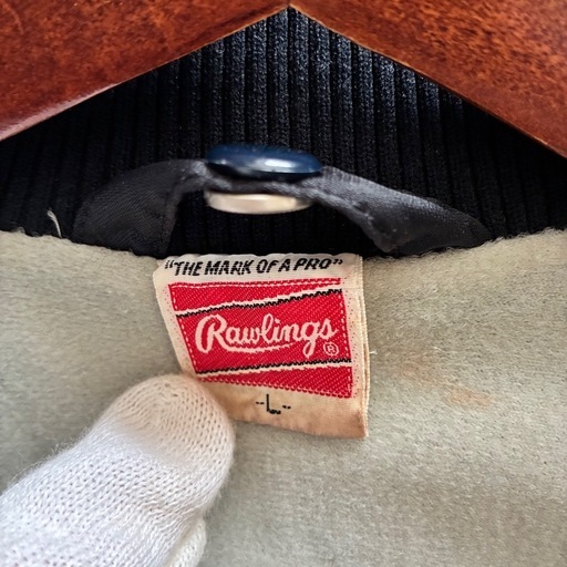 レア80s〜90s Rawlings ビンテージ　ローリングススタジャン L 黒