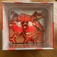 七五三 7歳用 作り帯 結び帯 レッド 金 飾り紐付きの画像