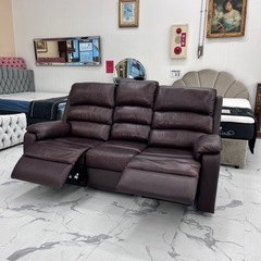 中古　ニトリ　3人掛け電動リクライニングソファ（BR）の画像