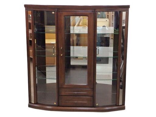 新札幌 / コレクションボード ガラスキャビネット 幅約114cm サイドボード ショーケース 収納家具 木製 / No.3929
