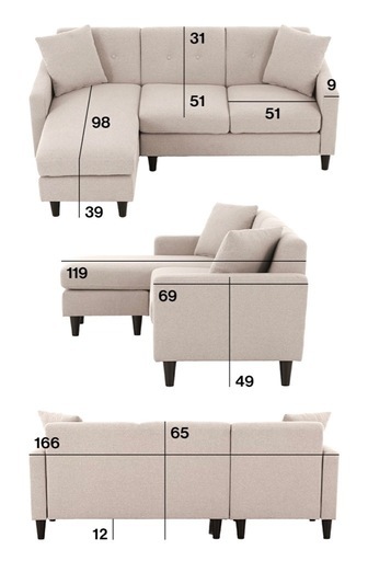 カウチソファ　2,3人掛け