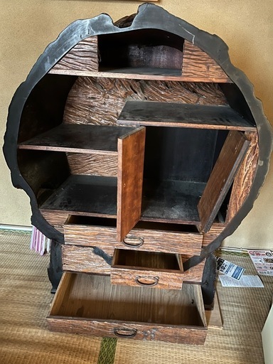 丸型茶棚（飾り棚）和製アンティーク家具　