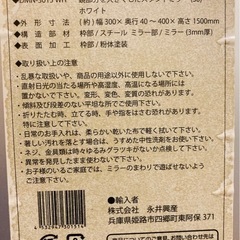 スタンドミラー(鏡部分を大きくした) ホワイトスチールフレームの画像