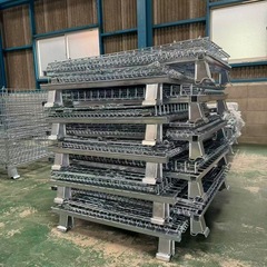 新品メッシュパレット(中)　W800×1000×850mm鉄カゴ　パレティーナ　折畳み可　段積み可　景行商事の画像