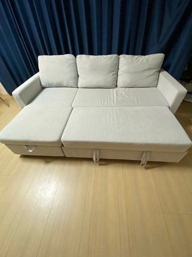 ニトリ カウチソファ ソファベッド 収納付き グレー
