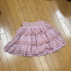 ノーブランド　可愛いミニスカート　サイズフリー　ピンク　フリル　ウエスト総ゴムの画像