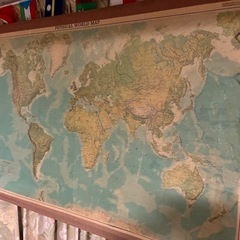 巨大古地図　世界地図　年代物　ヴィンテージ　182×122 巻物　レトロ　巻物仕様の画像
