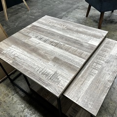 最終セール　LOWYA 木目調ネストテーブルスチール脚リビングテーブルの画像