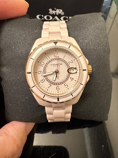 【美品】COACHピンクセラミック時計
