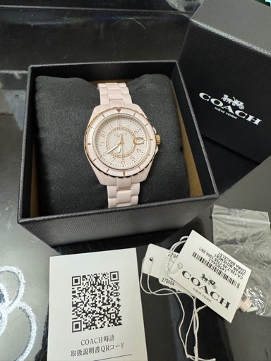 【美品】COACHピンクセラミック時計