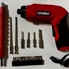 電動ドライバー 4000mAh大容量バッテリー 2段変速電動ドリル 22段クラッチギア ドリルドライバー 変形可能 正逆転切り替え 超硬S2鋼ビツト採用 延長棒 電動ドライバーセット タイプC充電 LSD007 REDの画像