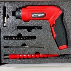 電動ドライバー 4000mAh大容量バッテリー 2段変速電動ドリル 22段クラッチギア ドリルドライバー 変形可能 正逆転切り替え 超硬S2鋼ビツト採用 延長棒 電動ドライバーセット タイプC充電 LSD007 REDの画像