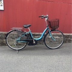 【京都発】京の楽チャリ　電動アシスト自転車　ヤマハ　ナチュラ　26インチ　薄い水色の画像