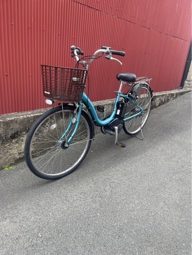 【京都発】京の楽チャリ　電動アシスト自転車　ヤマハ　ナチュラ　26インチ　薄い水色