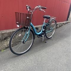 【京都発】京の楽チャリ　電動アシスト自転車　ヤマハ　ナチュラ　26インチ　薄い水色の画像