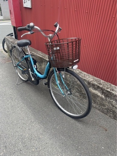 【京都発】京の楽チャリ　電動アシスト自転車　ヤマハ　ナチュラ　26インチ　薄い水色