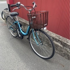 【京都発】京の楽チャリ　電動アシスト自転車　ヤマハ　ナチュラ　26インチ　薄い水色の画像