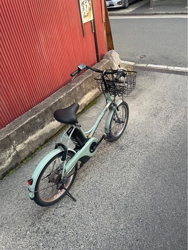 【京都発】京の楽チャリ　電動アシスト自転車　パナソニック　グリッター　20インチ　緑色