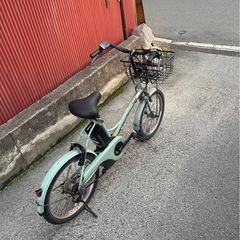 【京都発】京の楽チャリ　電動アシスト自転車　パナソニック　グリッター　20インチ　緑色の画像