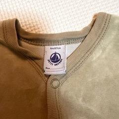 プチバトー　ベロア　足つきロンパース　6m/67㎝の画像