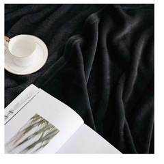 ブランケット ふんわり 冬用  フリース 毛布 フランネル ひざ掛け エアコン対策 160cm×200cm ブラックの画像