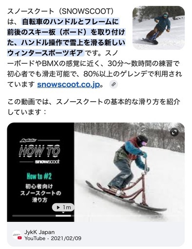 スノースクート　入門編にどうぞ！　スキー場で目立ちます