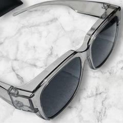 【新品】オーバーグラス 男女兼用 サングラス 近視メガネ対応 UVカット 眩しさ軽減 ドライブ ビッグフレーム スクエア ポリカーボネート グレー ブラックの画像