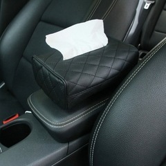 【新品】車用 ティッシュケース PUレザー 車載 ティッシュホルダー ブラック 黒 車内装飾 ティッシュケース ヘッドレスト アームレスト ダッシュボード取り付けの画像