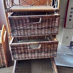 ラタン　収納ひきだし、ボックスセットの画像