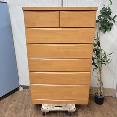 【🐤買取市場 柴田店】 I382 🌈 ジモティー限定価格！ 高級！ 関家具/大川家具 ハイチェスト ⭐ クリーニング済の画像