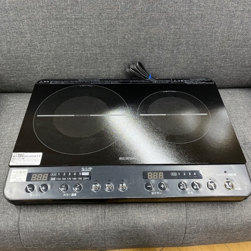 IRIS OHYAMA アイリス オーヤマ 2口IHクッキングヒーター IHK-W13-B 2020年製 100仕様 電磁調理器