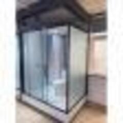 オールインワンシャワールーム  手鉢 シャワーヘッド 化粧鏡 タオル掛け すりガラス スライドドア シャワー閉鎖式 低コスト 短時間 工事現場用トイレ 1.1*1.4mの画像