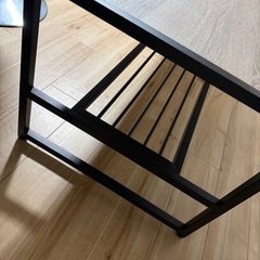 美品✨木目調ローテーブル 棚付き ほぼ未使用の画像