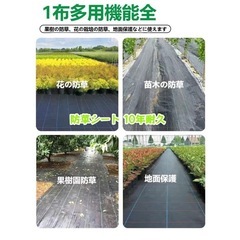 防草シート 10年耐久 雑草防止シート 1m/1.2m/1.5m×100m 厚手・高密度 高透水 親水化剤配合 UV耐候剤入り 高耐久 園芸・農業・工事用 庭・通路対応 (1mx100m)の画像