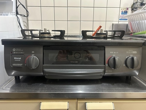 【売ります】リンナイ　グリル付２口ガスコンロ　LPガス用　KSR563BK リンナイ（Rinnai） ガステーブル KSR563BKR(LPG) : ケーズデンキ