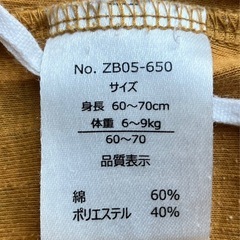 可愛い 恐竜 クマ ロンパース 2枚 セット 60 70 前開き 長袖 男の子の画像
