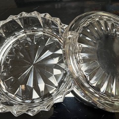 【決まりました】未使用　ガラス蓋付き小物入れ　昭和レトロ　佐々木硝子の画像