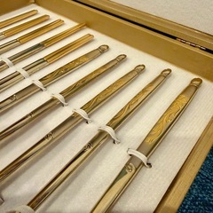 美品 Golden Bell 金装飾 カトラリー 箸5膳 スプーン5本 ゴールドの画像