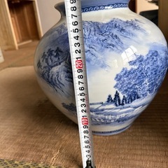 染付 山水図 花瓶 高さ約30cm 和風花器 床の間飾りの画像
