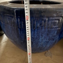 大型火鉢 瑠璃釉 青釉 火鉢 直径約50cm 古民具 古民家 睡蓮鉢 メダカ鉢の画像