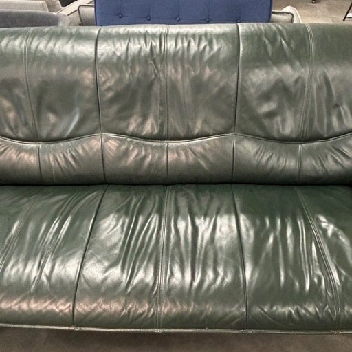 値下げ！ アサヒ家具 3人掛けソファ JACK 緑系 レザー 革張り C204 